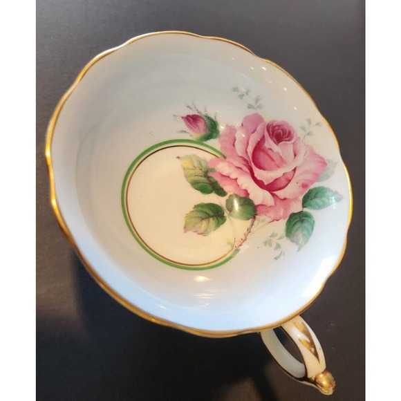 Paragon Double Warrant Cabbage Rose Teacup w/Pale Blue/Pink Gold, Footed - Picture 3 of 5